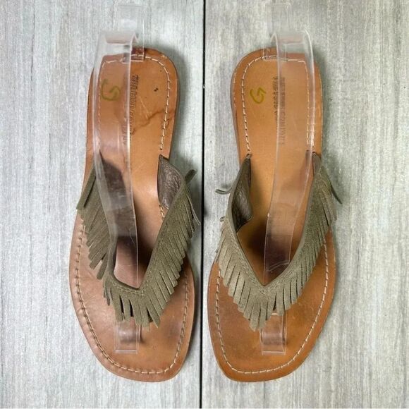 Frye Ava Fringe Leather Thong Flat Sandals Flip Flops Causal Shoes Womens Size 7 - Picture 6 of 10